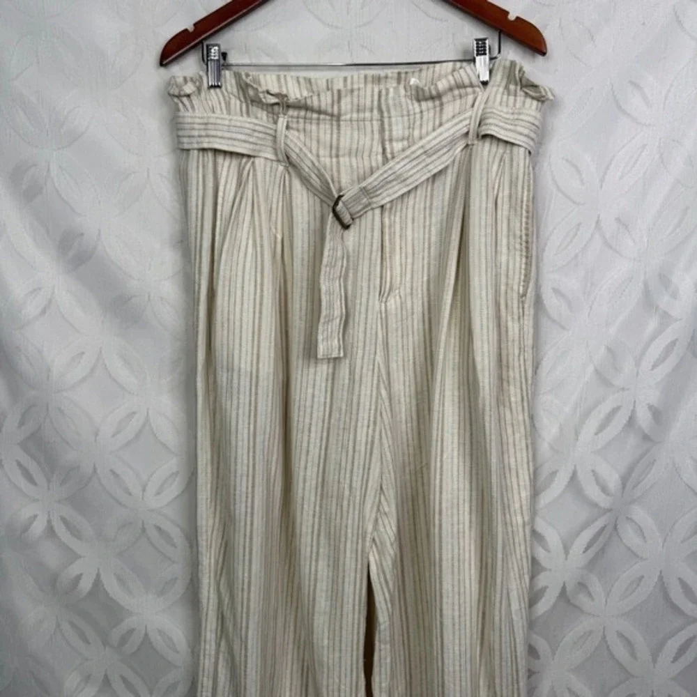Banana‎ Republic Linen-Blend Striped Paperbag Pant Size 10 NWT